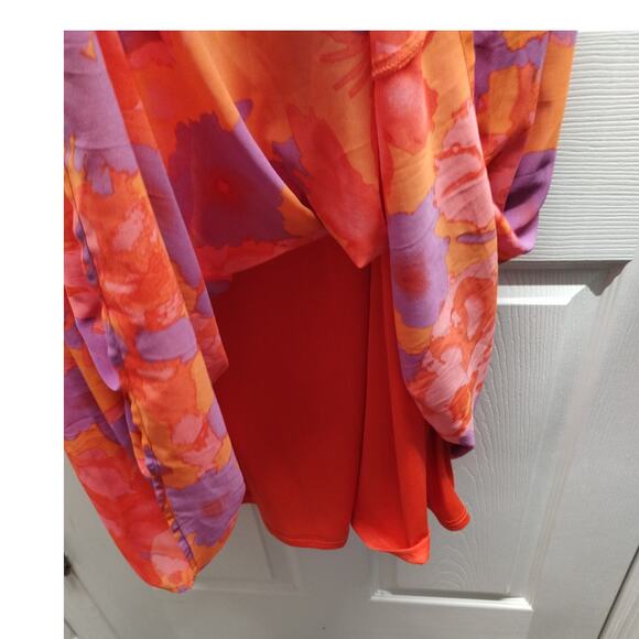 Jodifl Women's Size XL Orange Purple Colorful Bright Sleeveless Lined Maxi Dress - Picture 5 of 7